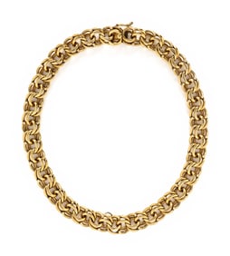 YELLOW GOLD DOUBLE LINK CHAIN NECKLACE