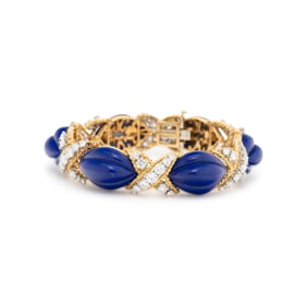 LAPIS LAZULI, DIAMOND, AND YELLOW GOLD BRACELET