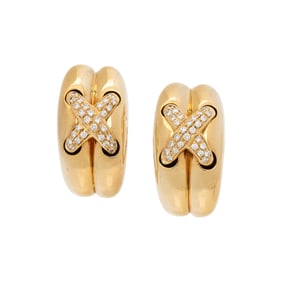 CHAUMET, YELLOW GOLD AND DIAMOND 'LIENS' EARRINGS