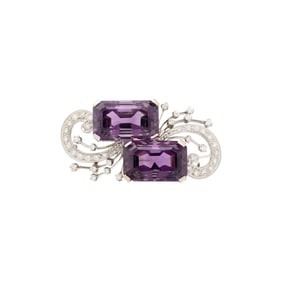 AMETHYST AND DIAMOND PENDANT BROOCH