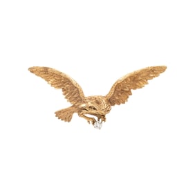 YELLOW GOLD AND DIAMOND EAGLE PIN