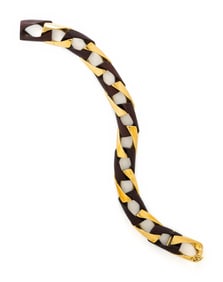 YELLOW GOLD AND WOOD BRACELET