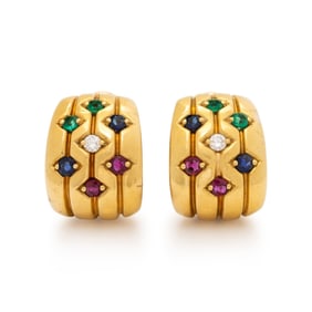 TURI, YELLOW GOLD AND MULTIGEM EARRINGS