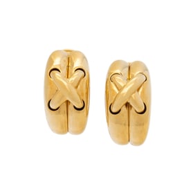 CHAUMET, YELLOW GOLD 'LIENS' EARCLIPS