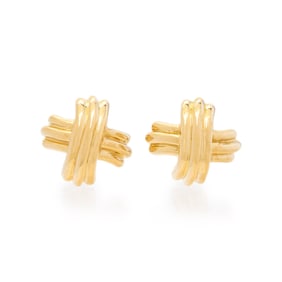 TIFFANY & CO., YELLOW GOLD 'X' EARRINGS