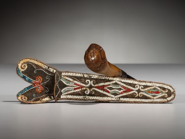 Great Lakes Black-Tanned Hide Knife Sheath and Knife, Exhibited and Published
