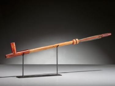 Dakota Painted Pipe Stem, with Catlinite Mouthpiece and Bowl