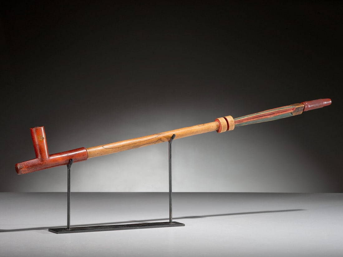 Dakota Painted Pipe Stem, with Catlinite Mouthpiece and Bowl (1 of 4)