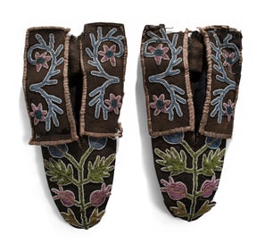 Southeastern Black-Dyed Beaded Hide Moccasins