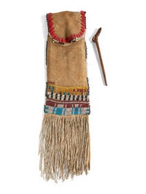 Prairie Beaded Hide Tobacco Bag with Tamper