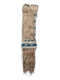 Upper Missouri or Plateau Pony Beaded Hide Tobacco Bag