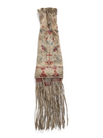 Eastern Sioux Quilled Hide Tobacco Bag