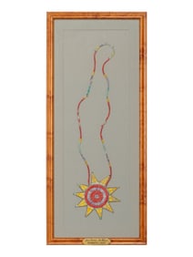 Fort Berthold Quilled Hide Sunburst Necklace