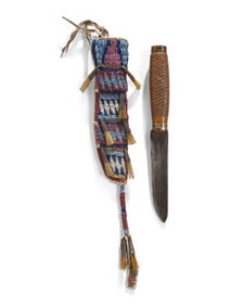 Northern Plains Beaded Knife Case, with Knife