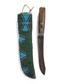 Cheyenne Beaded Hide Knife Sheath, with Knife