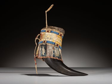 Sioux Quilled and Beaded Buffalo Horn Cup, Published