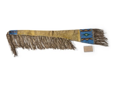 Elizabeth Runs the Enemy (Lakota, b. ca 1870) Beaded Hide Rifle Scabbard
