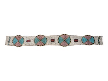 Sioux Beaded Buffalo Hide Blanket Strip