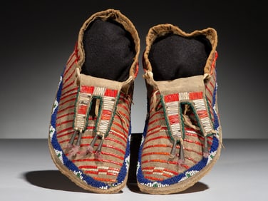 Sioux Quilled Buffalo Hide Moccasins