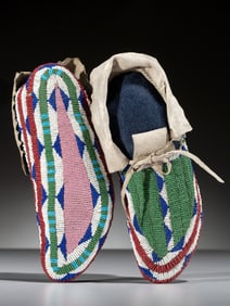 Sioux Fully Beaded Hide Moccasins