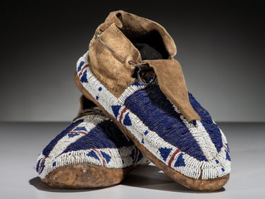 Ute Beaded Buffalo Hide Moccasins