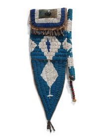 Ute Beaded Buffalo Hide Tail Bag, with Side Case
