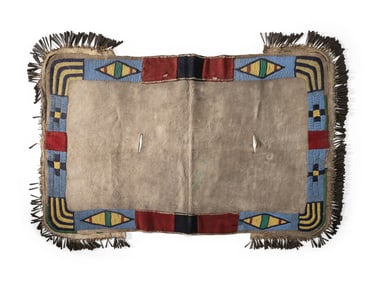 Northern Plains/Plateau Beaded Buffalo Hide Saddle Blanket