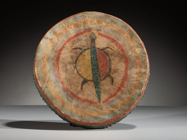 Plateau Painted Drum, with Turtle