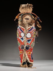 Umatilla Beaded Hide Doll Cradle
