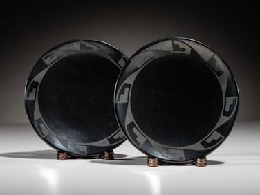 Maria and Julian Martinez (San Ildefonso, 1887-1980 / 1879-1943) Backware Plates, Matched