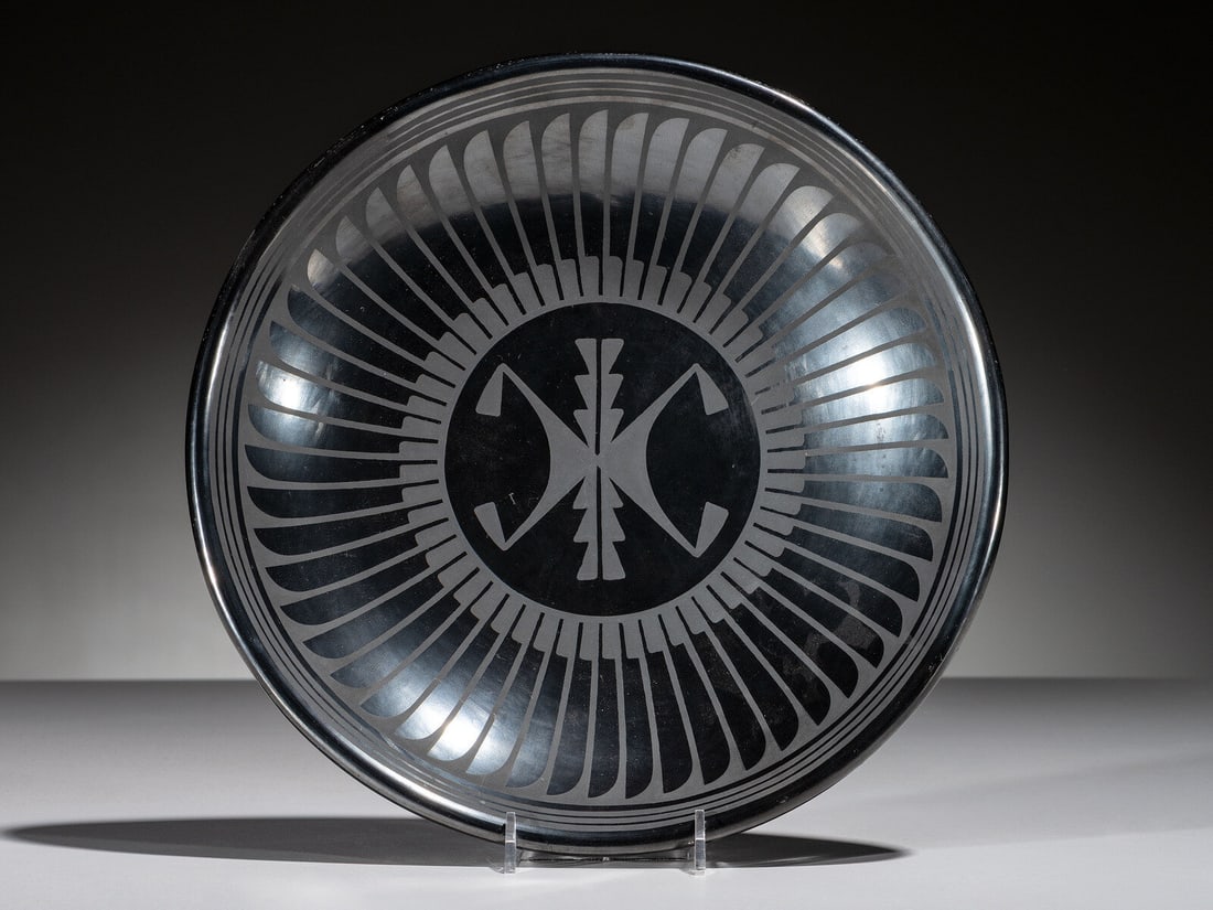 Maria Martinez and Popovi Da (San Ildefonso, 1887-1980 / 1926-1971) Blackware Pottery ChargerMay (1 of 2)