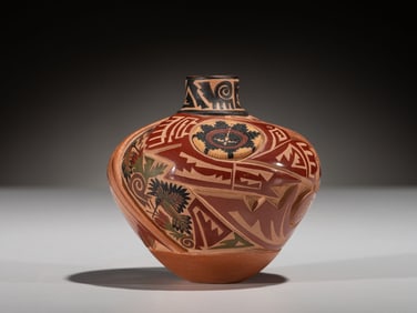 Grace Medicine Flower (Santa Clara, b. 1938) Carved Polychrome Pottery Vase