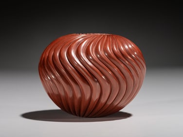 Nancy Youngblood (Santa Clara, b. 1955) Redware Pottery Swirl Jar, 2020