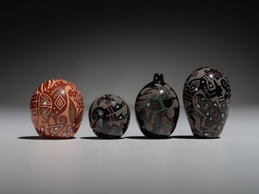 Emily Tafoya (Kiowa-Santa Clara / b. 1959) Miniature Sgraffito Pottery