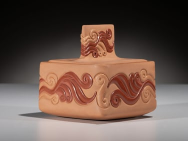 Chris Youngblood (Santa Clara, b. 1989) Micaceous Tan and Red Pottery Box, Elemental Wind