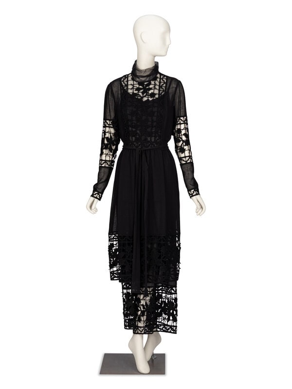 Karl Lagerfeld for Chloé Ensemble: Karl Lagerfeld for Chloé Ensemble As seen on the runway on model Kate Moss in the A/W 1993 ready-to-wear collection by Karl Lagerfeld for Chloé. Two-piece ensemble in semi-sheer