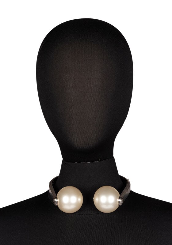 Chanel, Oversized Faux-Pearl Choker Necklace, S/S 2014: Chanel, Oversized Faux-Pearl Choker Necklace, S/S 2014 As seen throughout the runway looks for the S/S 2014 ready-to-wear collection by Karl Lagerfeld for Chanel. Choker necklace in silver