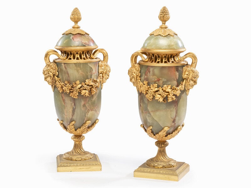 A Pair of French Gilt Bronze and Onyx Urn Ornaments (1 of 5)