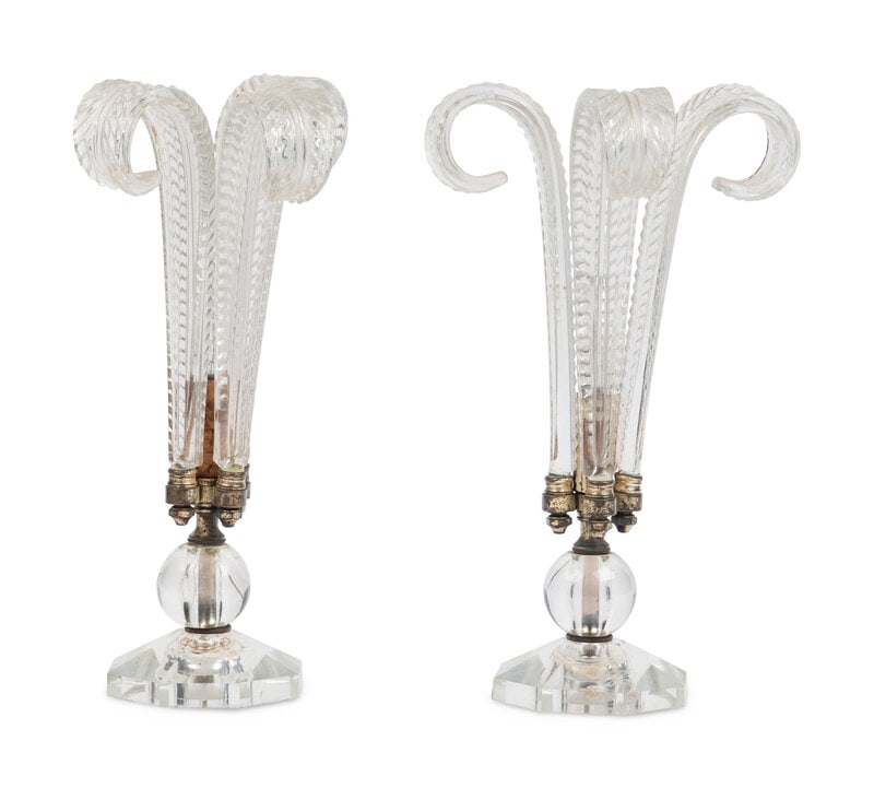 A Pair of Venetian Glass Table Lamps: A Pair of Venetian Glass Table Lamps Early 20th Century Height 13 1/4 inches. This lot is located in Chicago.