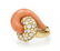 A Vintage 18 Karat Yellow Gold, Coral and Diamond Ring,