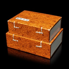 A Chinese Faux Bois Decorated Porcelain 'Books' Box and Cover, Qing Dynasty, 18th-19th Century