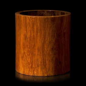 A Chinese Huanghuali Wood Brush Pot, Bitong, Qing Dynasty 清 黃花梨素