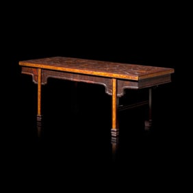 A Chinese Coconut Shell and Spotted Bamboo-Veneered Pingtou‘an Table-Form Stand 椰
