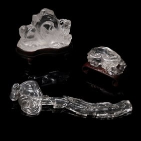 Three Chinese Rock Crystal Scholar's Objects, 19th-20th Century 晚清-民國