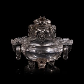 A Chinese Rock Crystal Censer and Openwork Cover, Early 20th Century 晚清-民