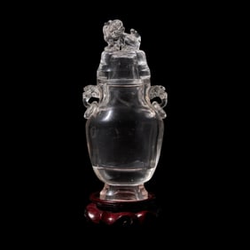 A Chinese Rock Crystal Vase and Cover, 19th-20th Century 晚清-民國 水