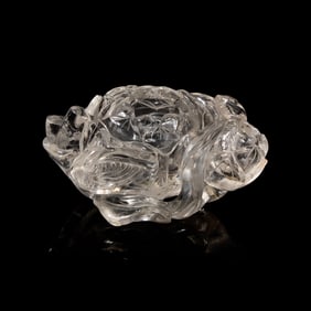 A Chinese Rock Crystal 'Lotus' Water Coupe, 19th Century 清晚期 水晶