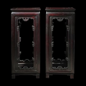 A Pair of Chinese Hong Mu, Incense Stands, 19th Century 清晚期 紅木