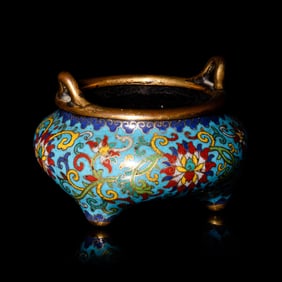 A Chinese Cloisonné Enamel Incense Burner, Qianlong Period Mark and Period 清乾