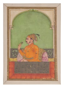 A Small Profile Portrait Painting of Raja Sujan Singh of Bikaner in a Jharokha, Bikaner, Rajasthan,